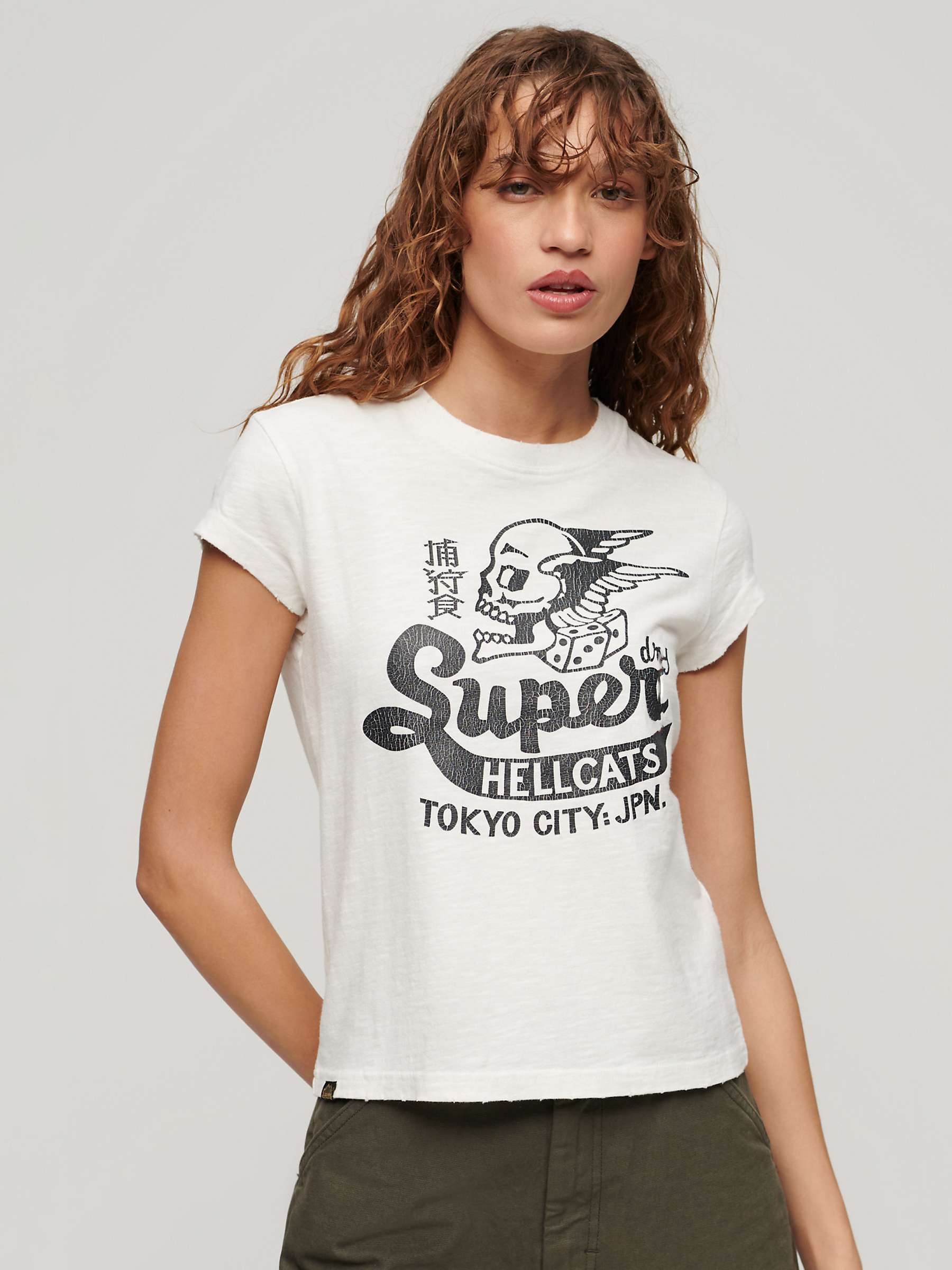 Buy Superdry Retro Rocker Cotton Short Sleeve T Shirt, Ecru Slub Online at johnlewis.com
