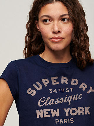 Superdry Workwear Cotton Cap Sleeve T-Shirt, Deep Blue
