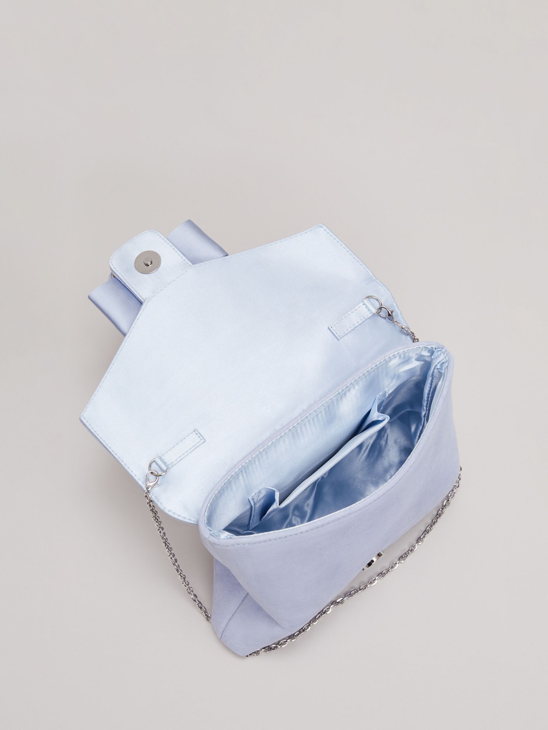 Phase Eight Suede Buckle Cutch Bag, Pale Blue