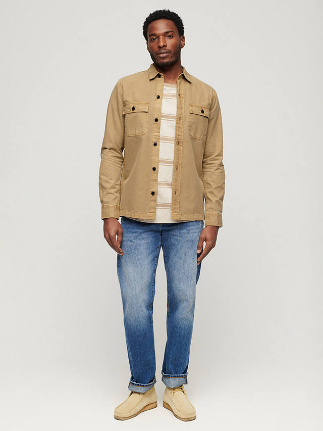 Superdry Military Long Sleeve Shirt, Sand Brown