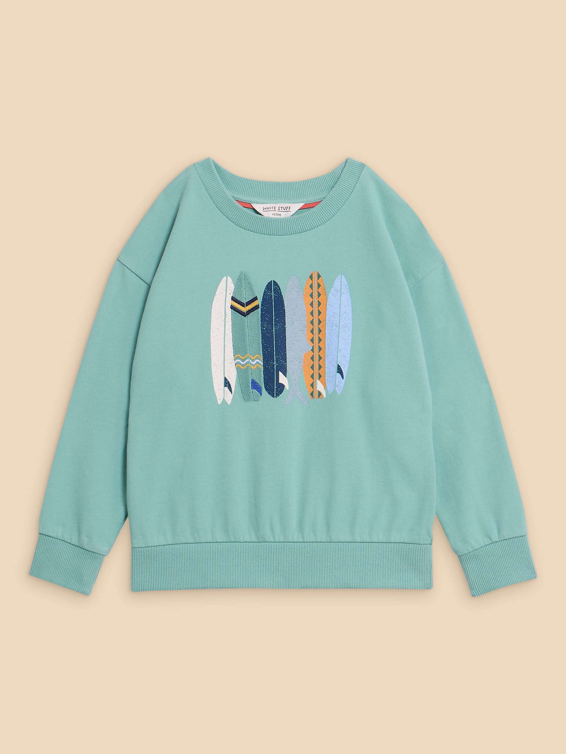 Buy White Stuff Kids' Fish Surfboard Graphic Sweatshirt, Mint Green/Multi Online at johnlewis.com