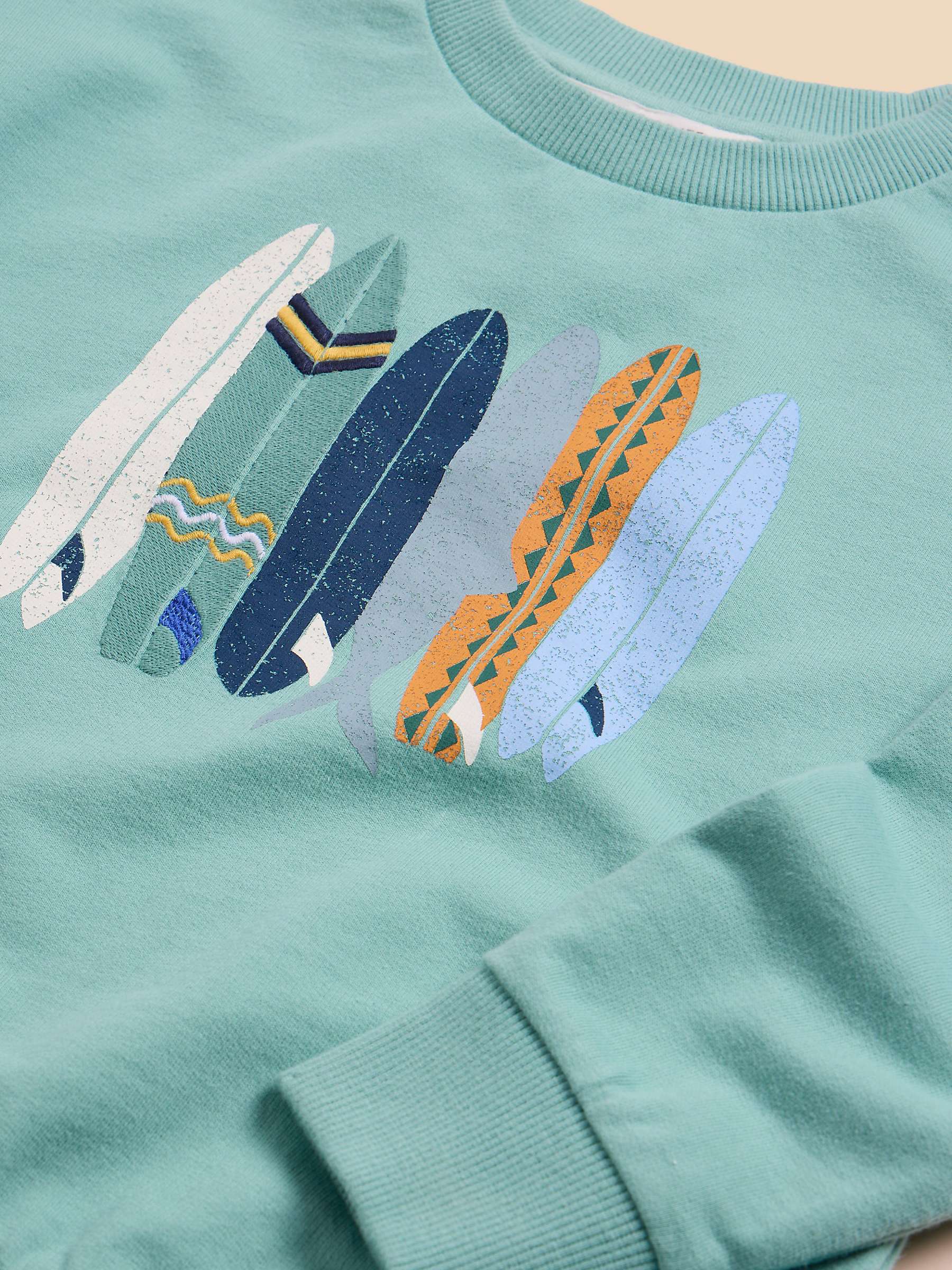 Buy White Stuff Kids' Fish Surfboard Graphic Sweatshirt, Mint Green/Multi Online at johnlewis.com