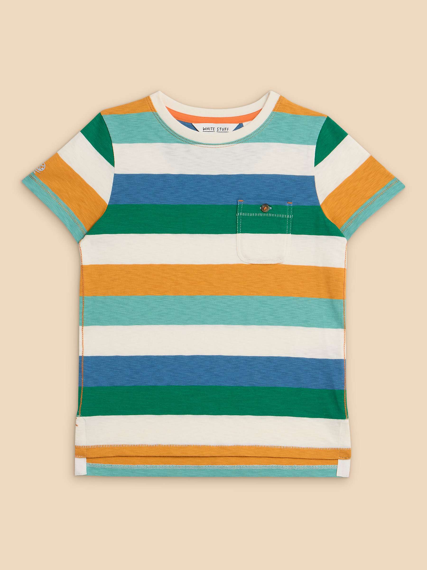 Buy White Stuff Kids' Casey Block Stripe Short Sleeve T-Shirt, Blue/Multi Online at johnlewis.com