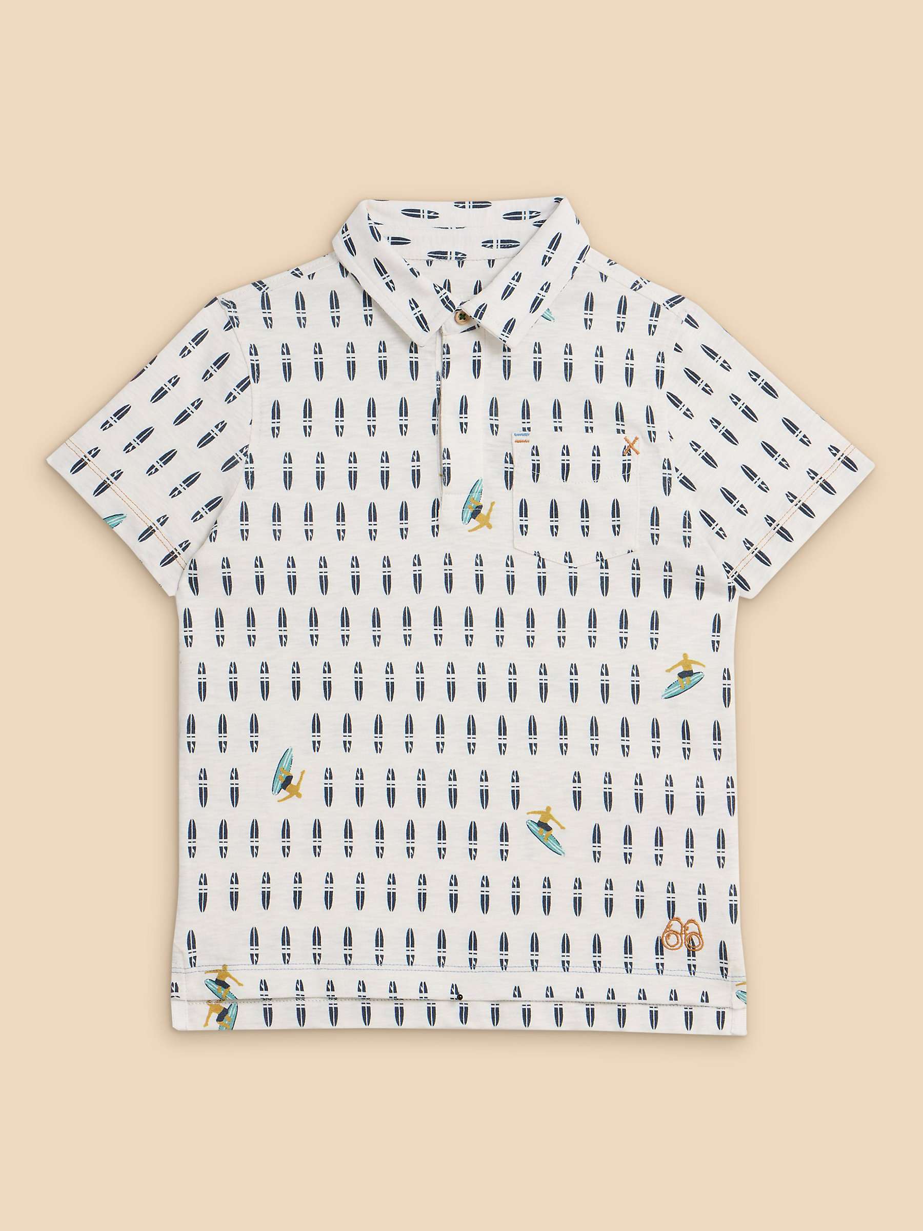 Buy White Stuff Kids' Surfers Print Polo Shirt, Ivory/Multi Online at johnlewis.com