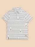 White Stuff Kids' Surfers Print Polo Shirt, Ivory/Multi