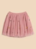 White Stuff Kids' Tulle Embroidered Mini Skirt, Pink