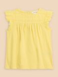 White Stuff Kids' Broderie Cap Sleeve Top, Bright Yellow