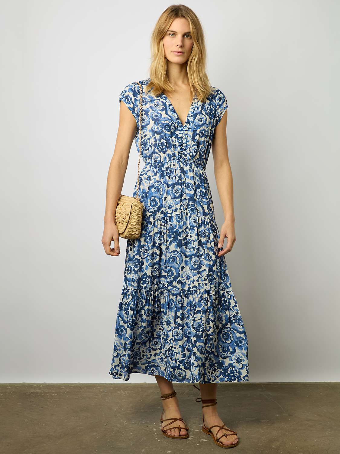 Buy Gerard Darel Euranie Midi Floral Dress, Indigo Online at johnlewis.com