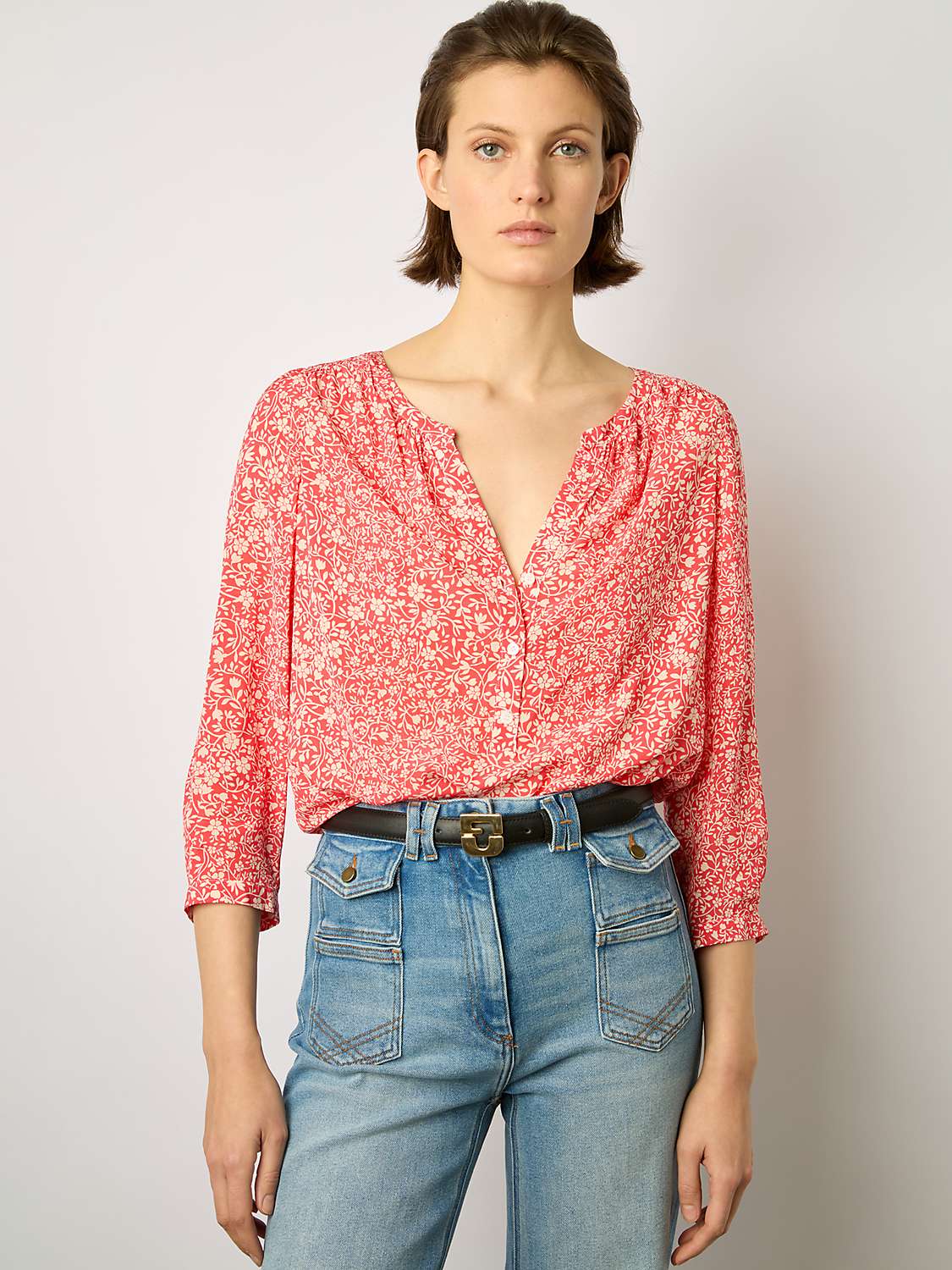 Buy Gerard Darel Antelona Floral Shirt, Orange Online at johnlewis.com