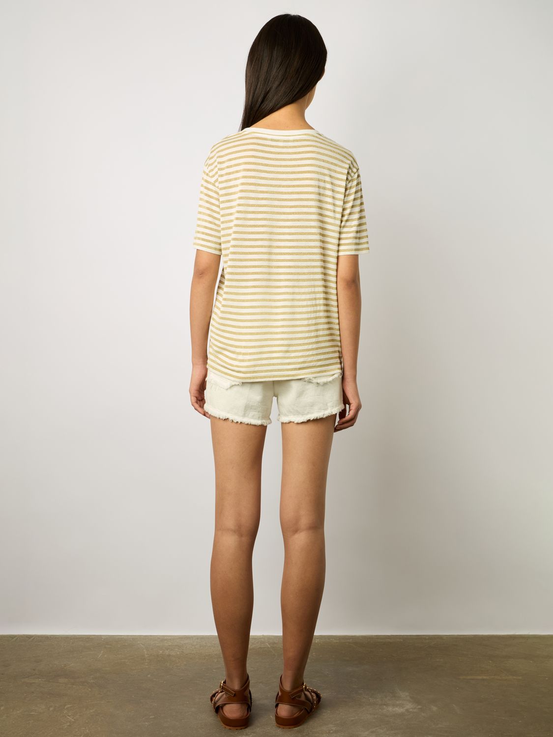 Buy Gerard Darel Mike Stripe T-Shirt, Gold/White Online at johnlewis.com