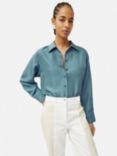 Jigsaw Habotai Silk Relaxed Shirt, Blue, Blue