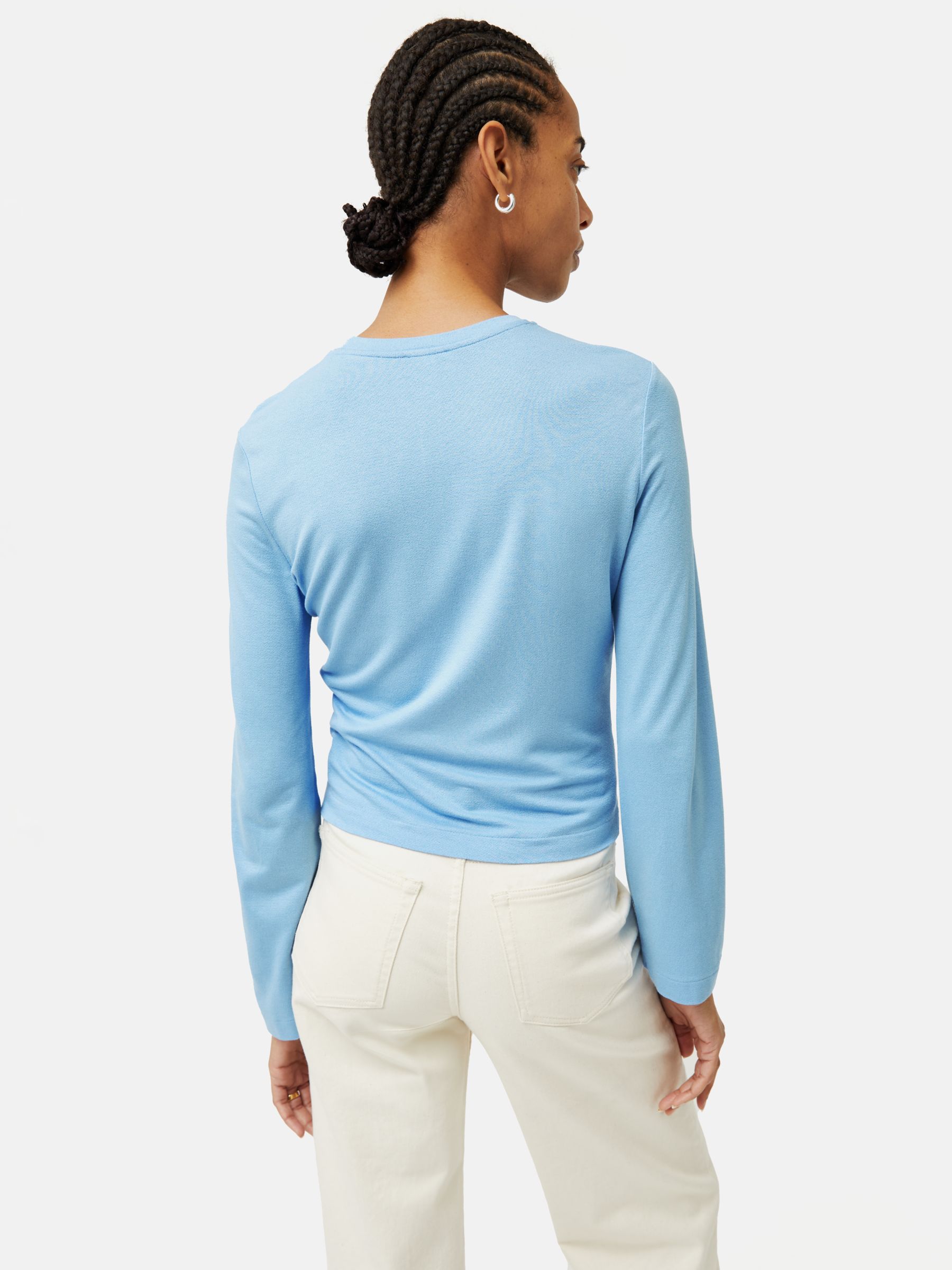 Buy Jigsaw Knotted Front Long Sleeve Top, Blue Online at johnlewis.com