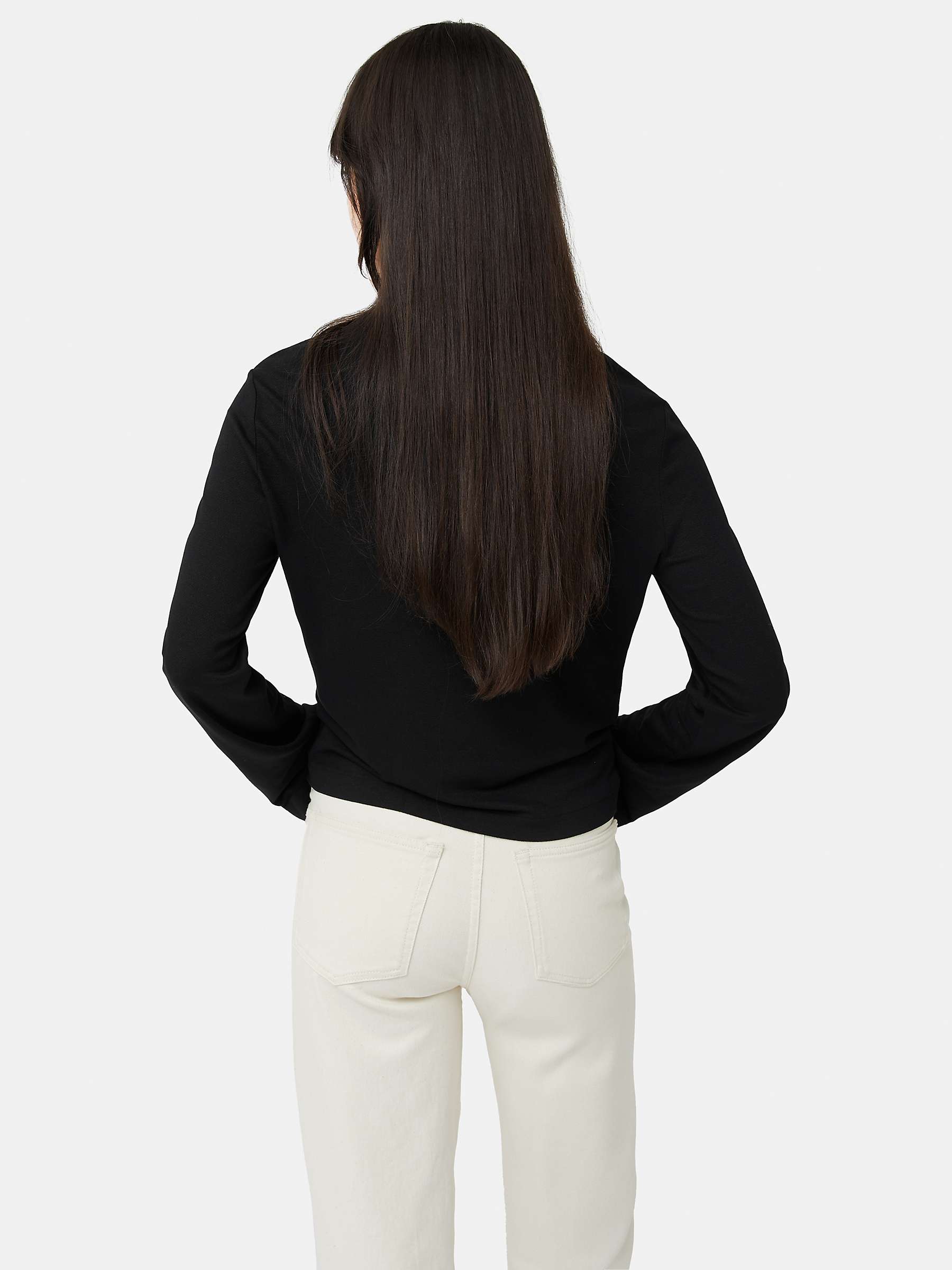 Buy Jigsaw Knotted Front Long Sleeve Top, Black Online at johnlewis.com