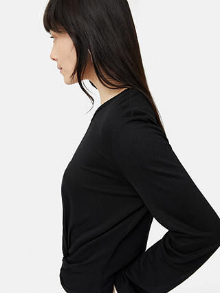 Jigsaw Knotted Front Long Sleeve Top, Black