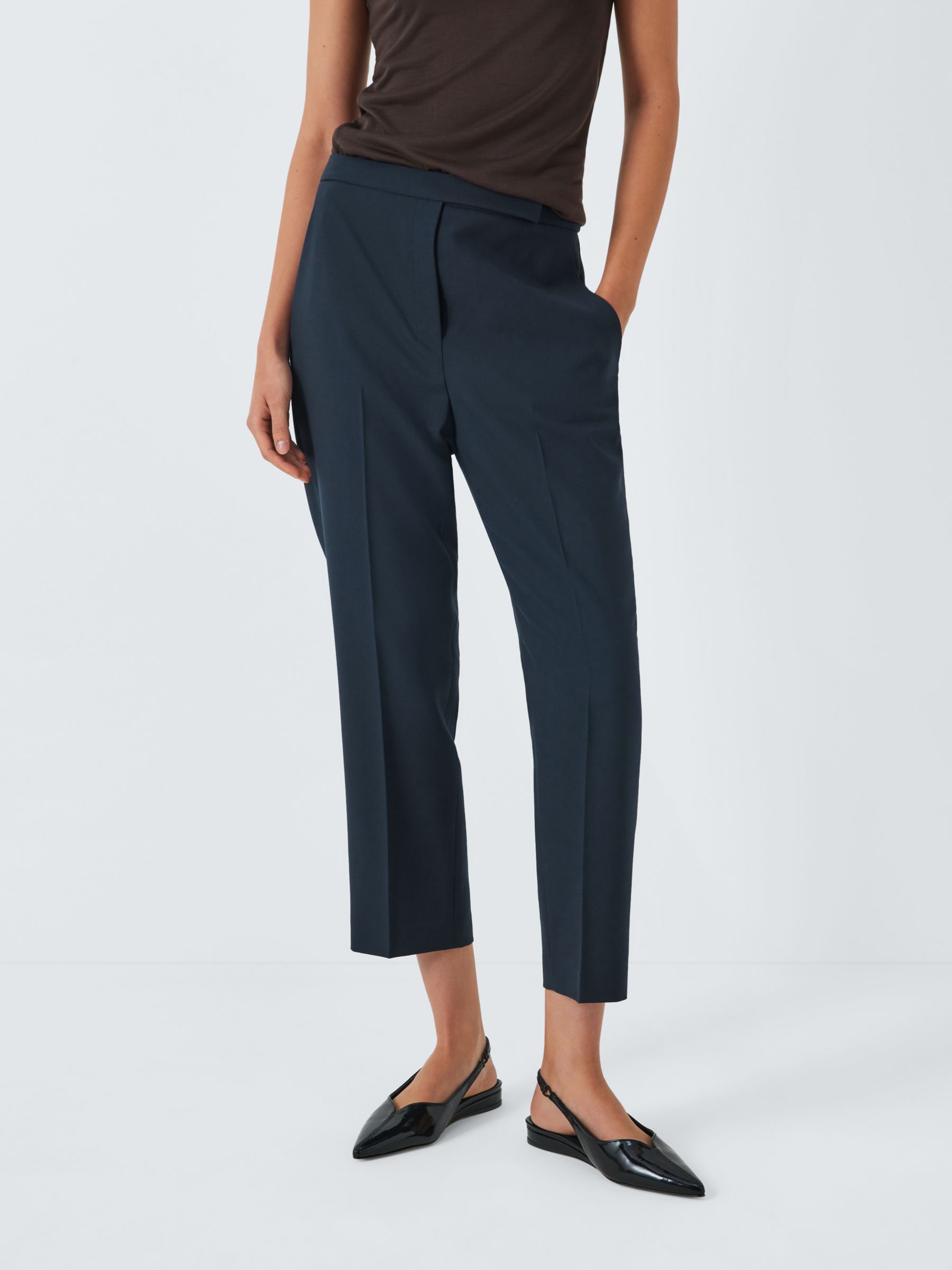 Theory Slim Leg Cropped Trousers, Nocturne Navy, 8