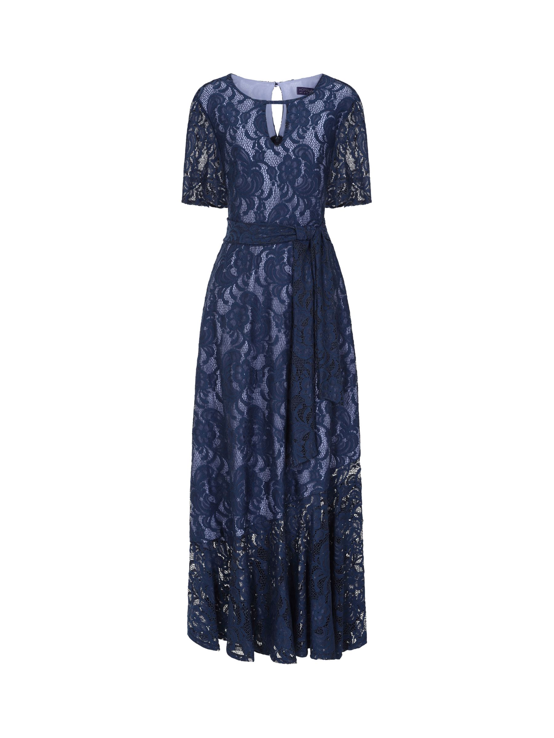 Buy HotSquash Keyhole Detail Asymmetric Hem Lace Maxi Dress, Navy/Woodblue Online at johnlewis.com