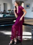 HotSquash V-Neck Lace Maxi Dress, Violet/Navy
