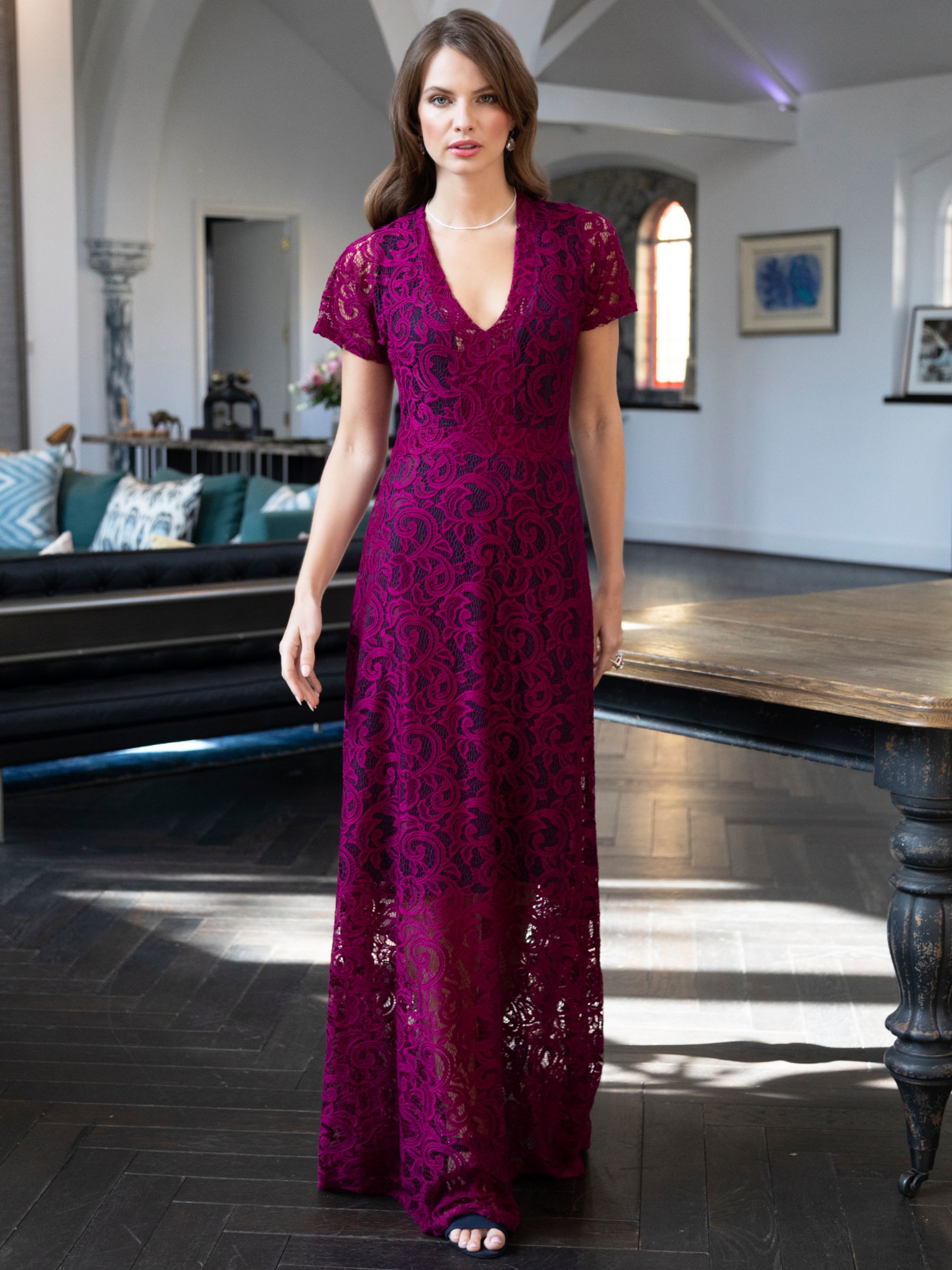 Buy HotSquash V-Neck Lace Maxi Dress Online at johnlewis.com