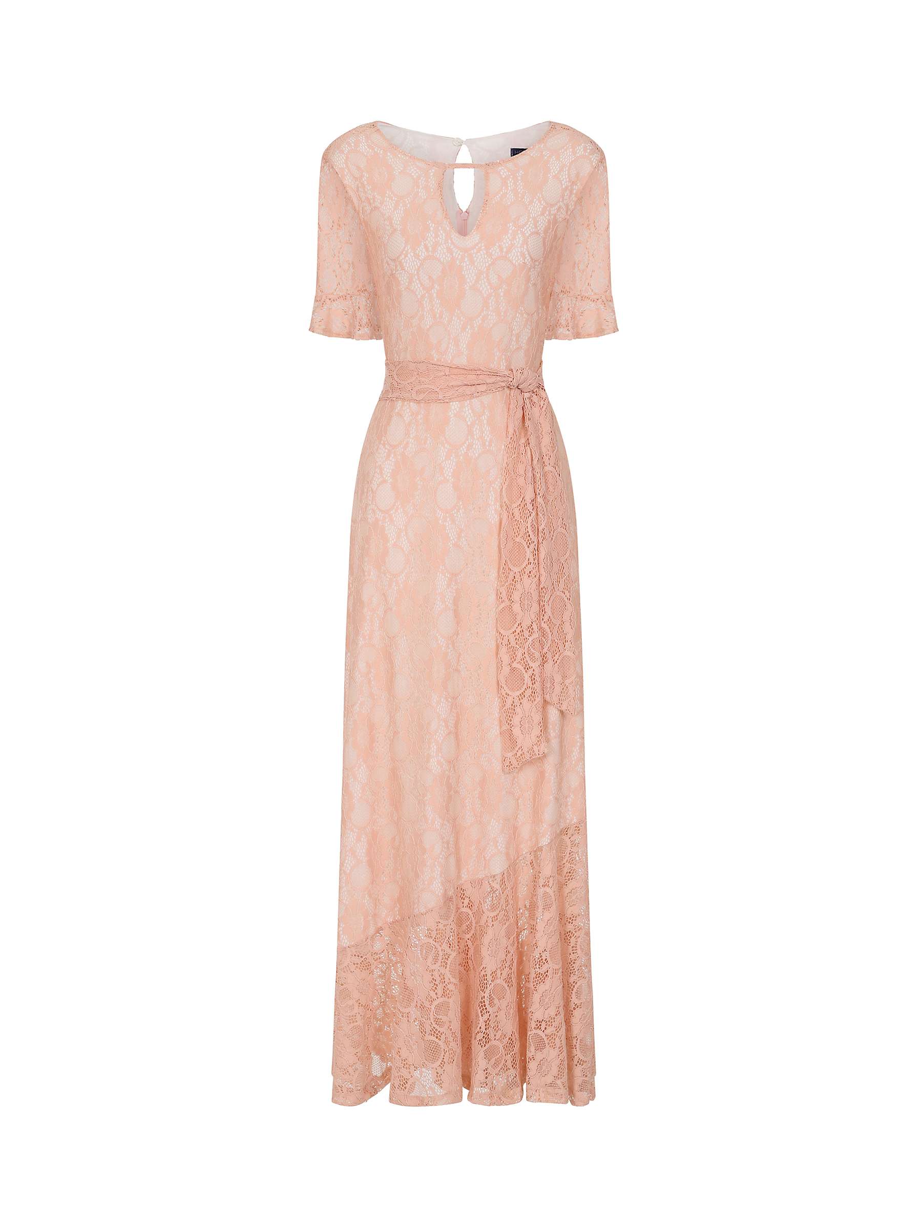 Buy HotSquash Keyhole Lace Asymmetric Maxi Dress, Peach/Beige Online at johnlewis.com