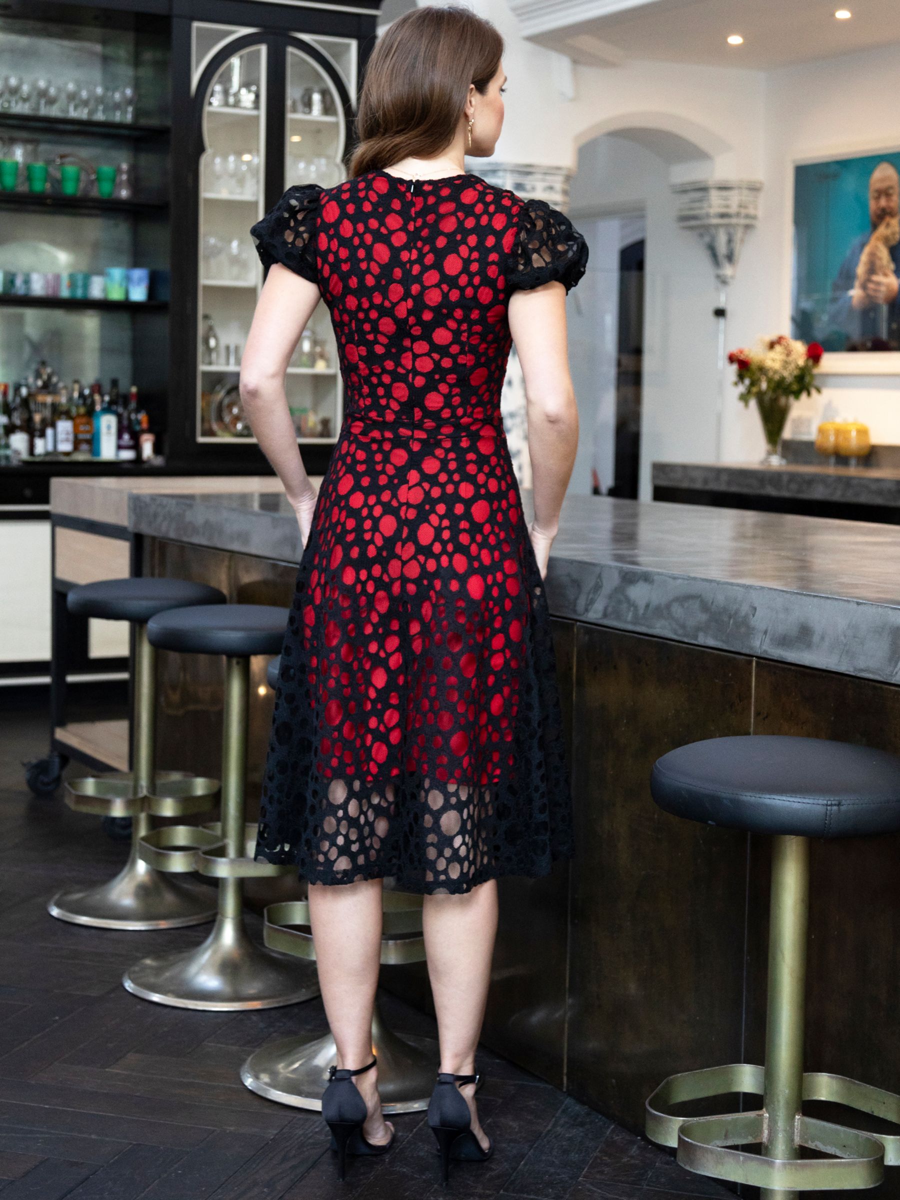 Buy HotSquash A-Line Contrast Lace Dress, Black/Red Online at johnlewis.com