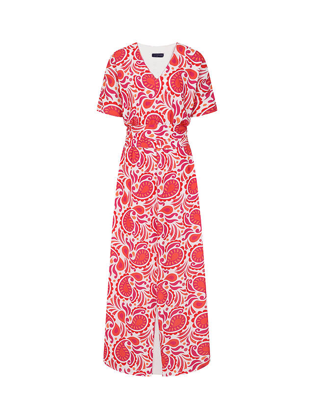 HotSquash Oversized Split Maxi Dress, Red/White Paisley