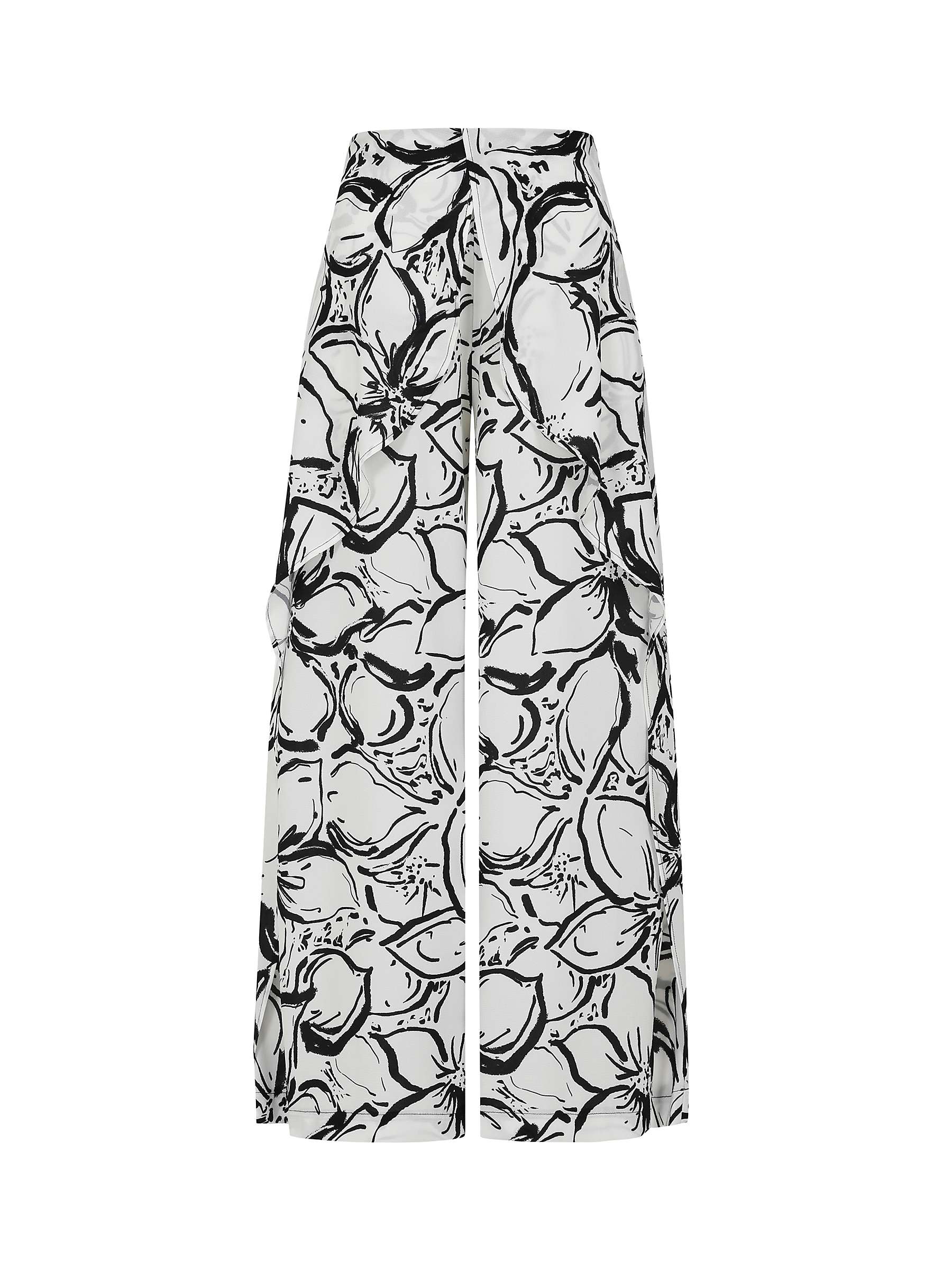 Buy HotSquash Palazzo Side Frill Trousers, Black/White Online at johnlewis.com