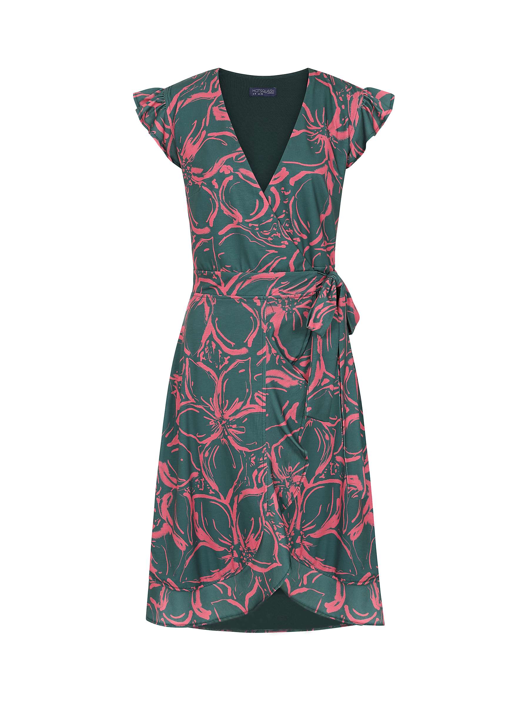 Buy HotSquash Waterfall Wrap Dress, Coral/Green Online at johnlewis.com