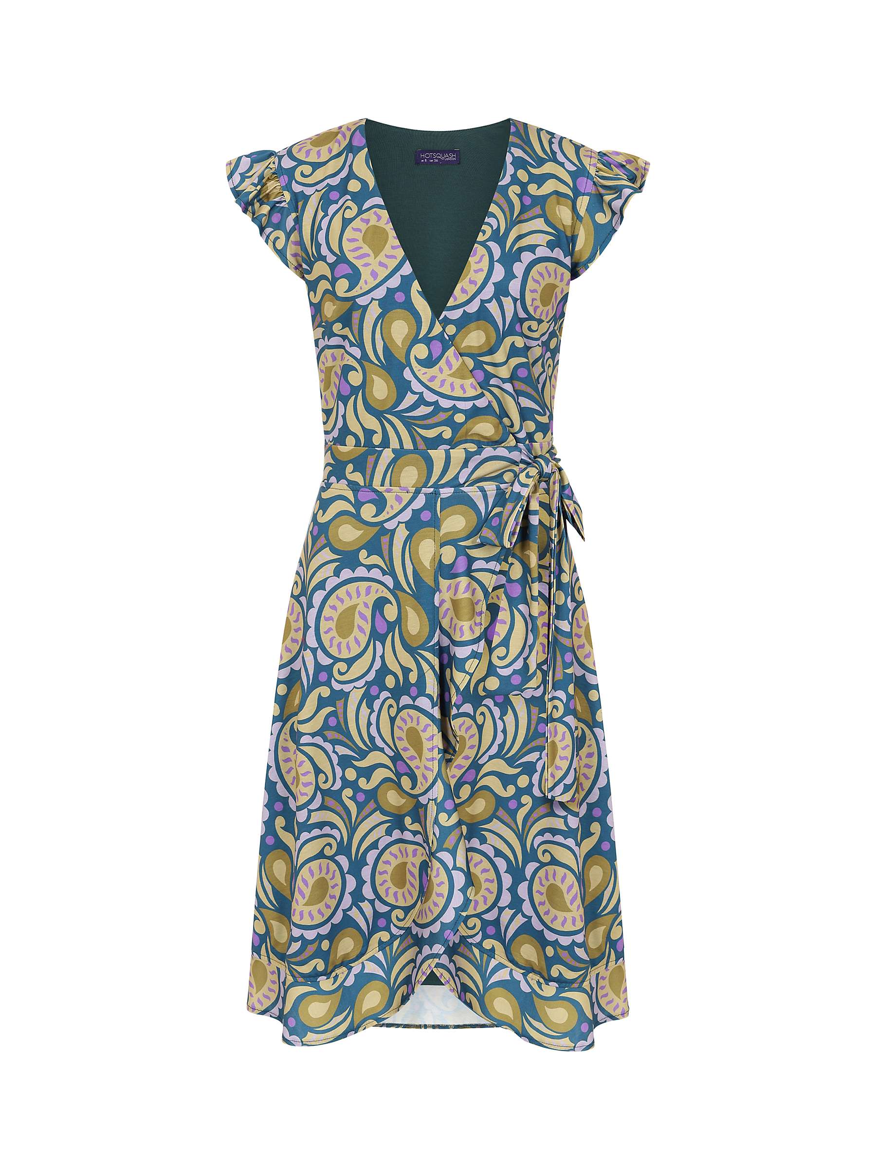 Buy HotSquash Waterfall Wrap Dress, Green/Navy Paisley Online at johnlewis.com