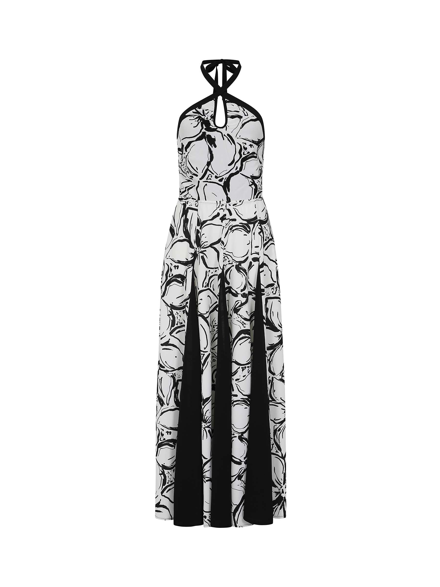 Buy HotSquash Halterneck Contrast Panels Maxi Dress, Black/White Online at johnlewis.com