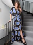 HotSquash Oversized Split Maxi Dress, Blue/Black Cloud