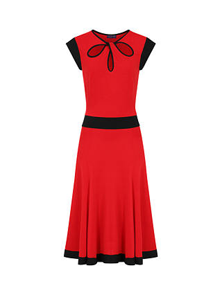 HotSquash Keyhole Detail Fit And Flare Dress, Red/Black