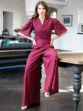 HotSquash Stripe Wide Leg Jumpsuit, Wine