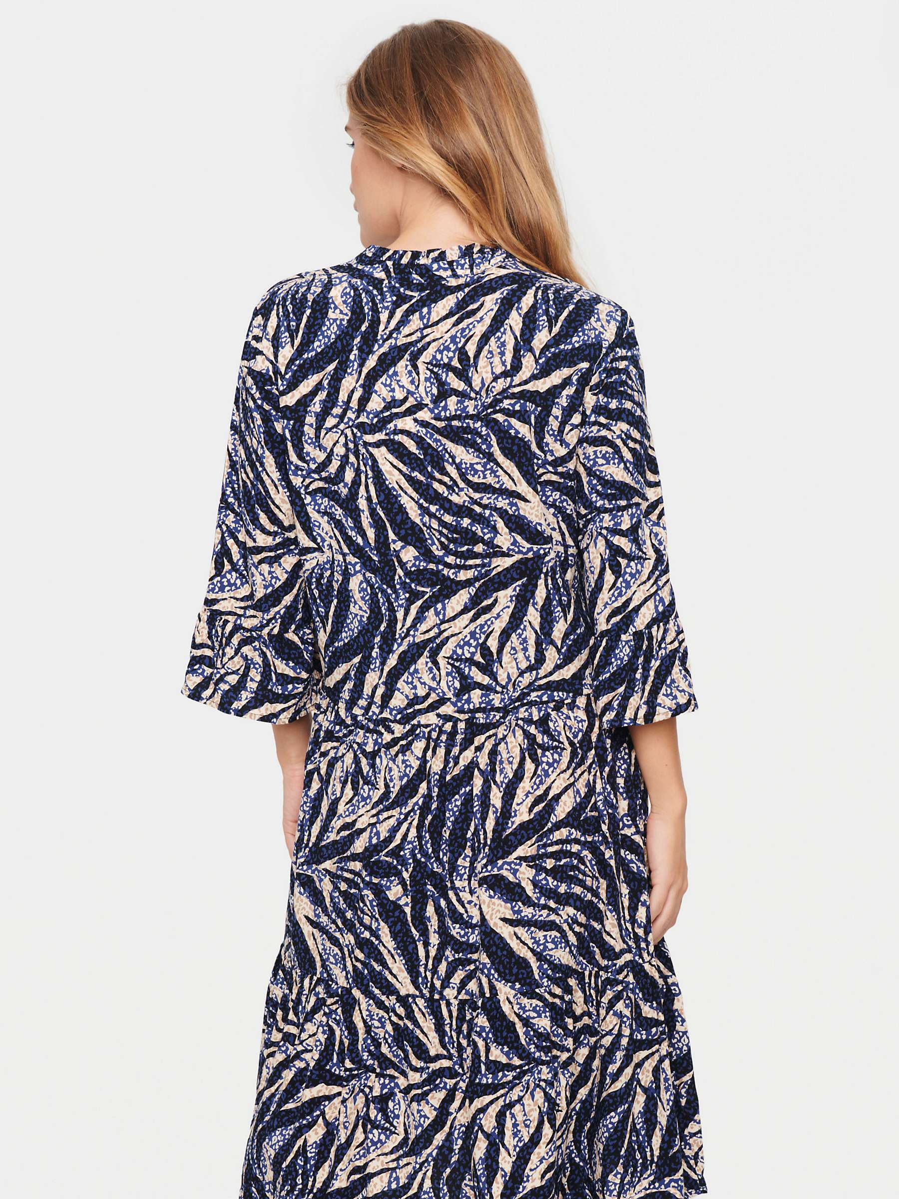 Buy Saint Tropez Eda Ruffle Knee Length Dress, Black/Multi Online at johnlewis.com