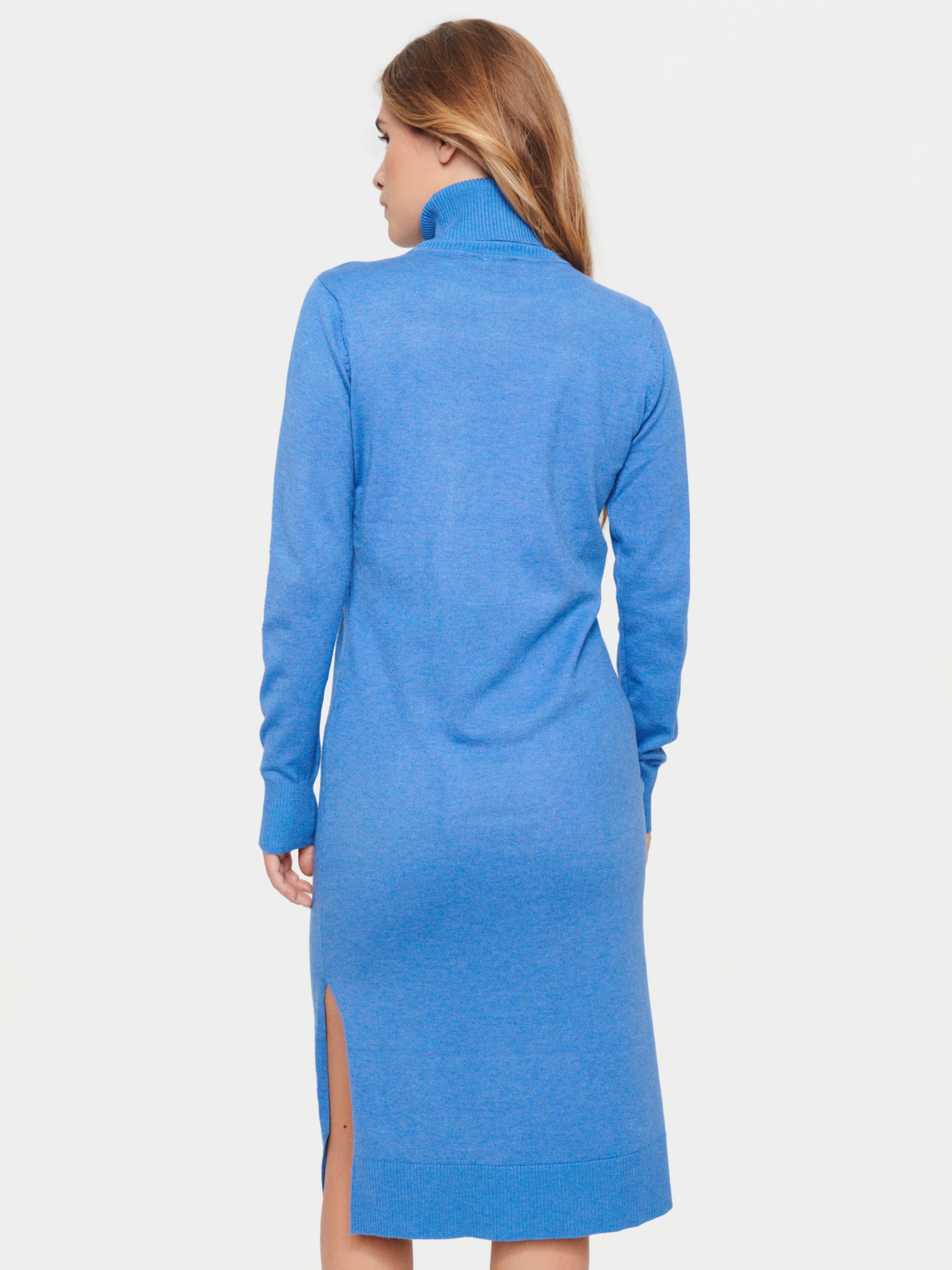 Saint Tropez Mila Roll Neck Knitted Midi Dress, Dutch Blue Melange, L