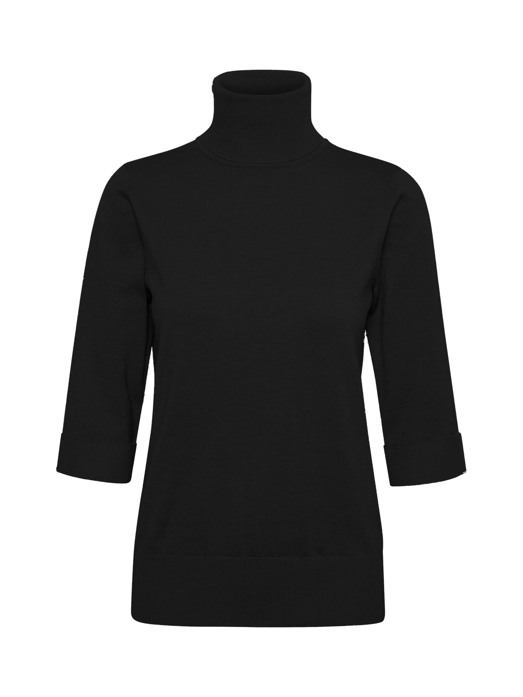 Buy Saint Tropez Kila Rollneck Cropped Sleeve Jumper, Black Online at johnlewis.com