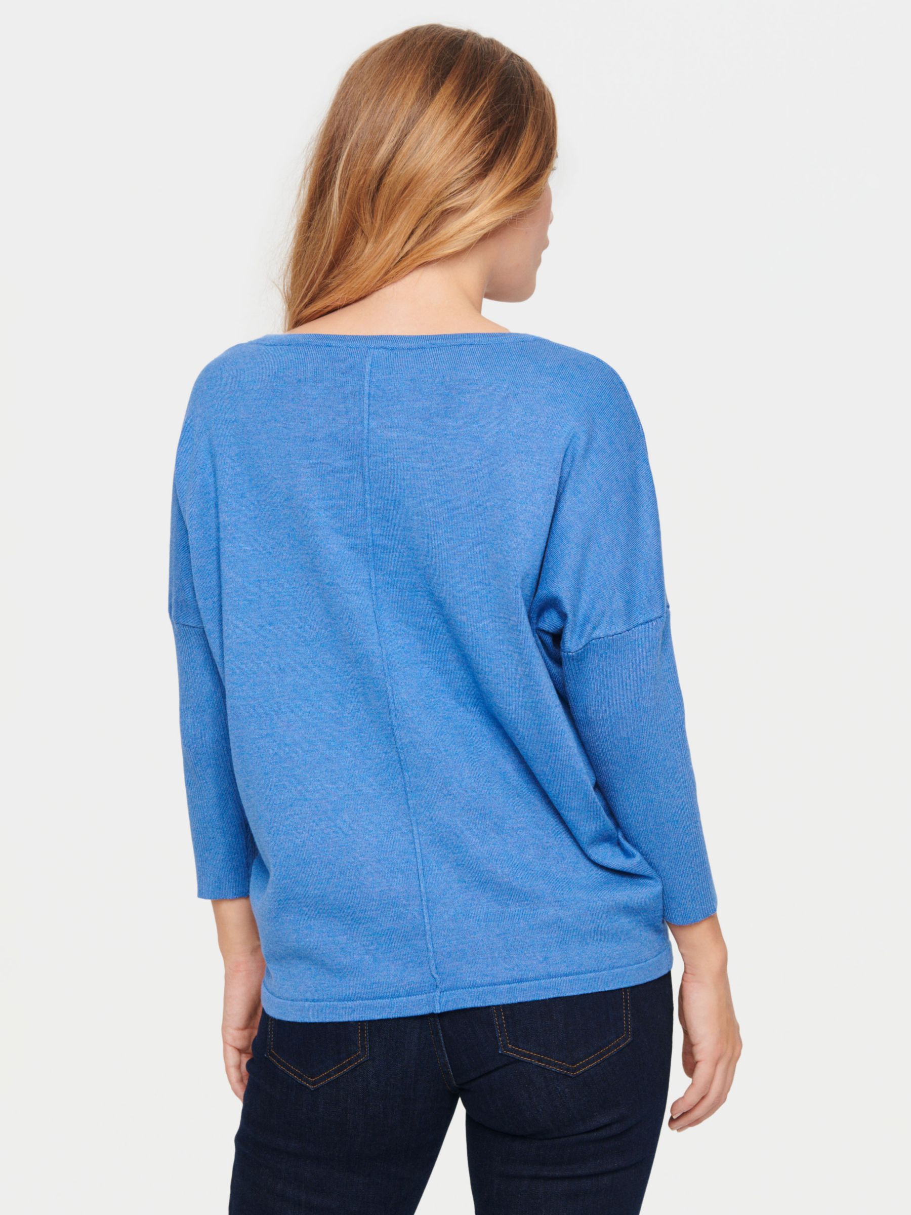 Buy Saint Tropez Mila 3/4 Sleeve Knitted Pullover, Dutch Blue Melange Online at johnlewis.com