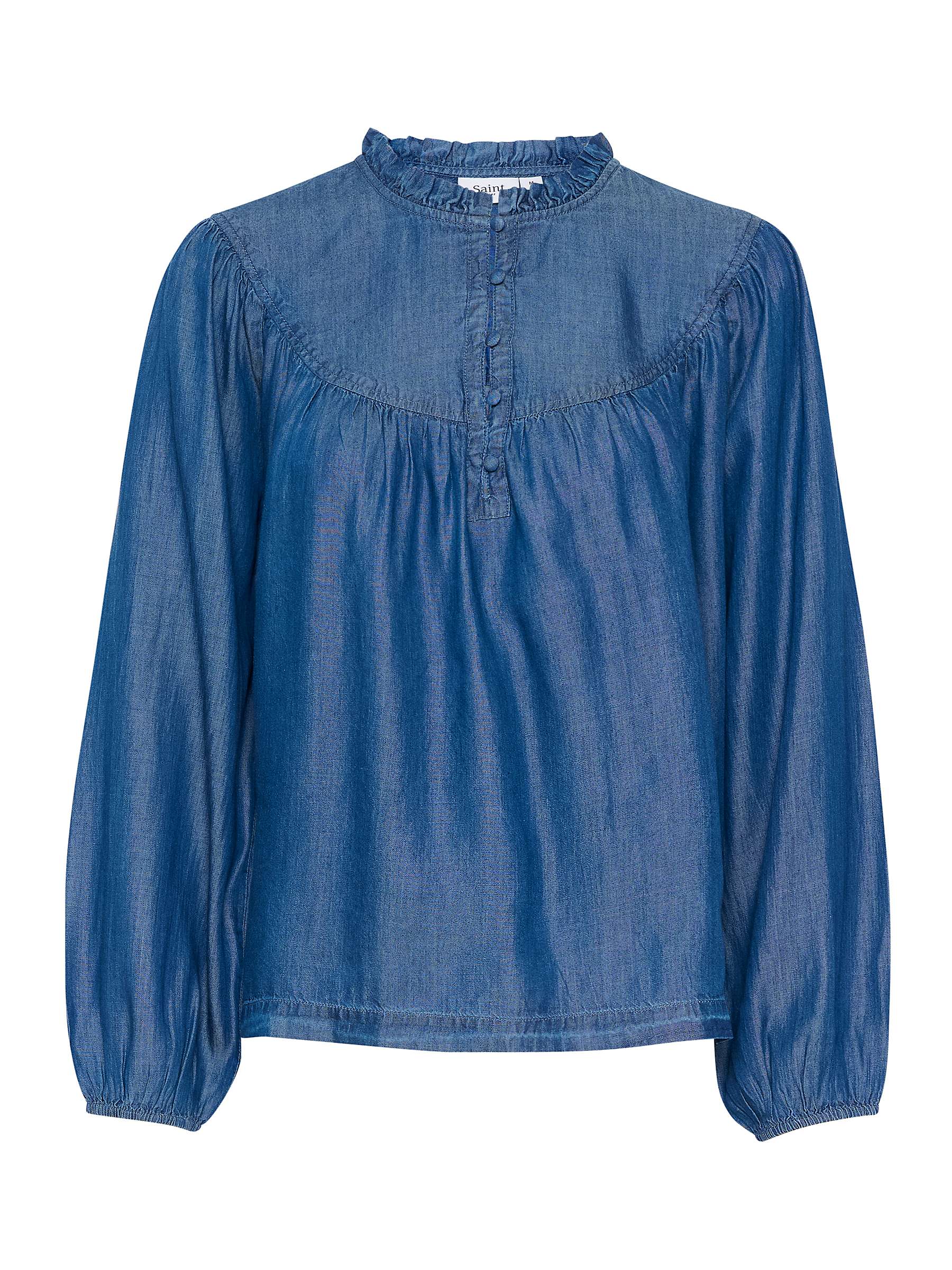 Buy Saint Tropez Chambra Long Sleeve Blouse, Dutch Blue Online at johnlewis.com