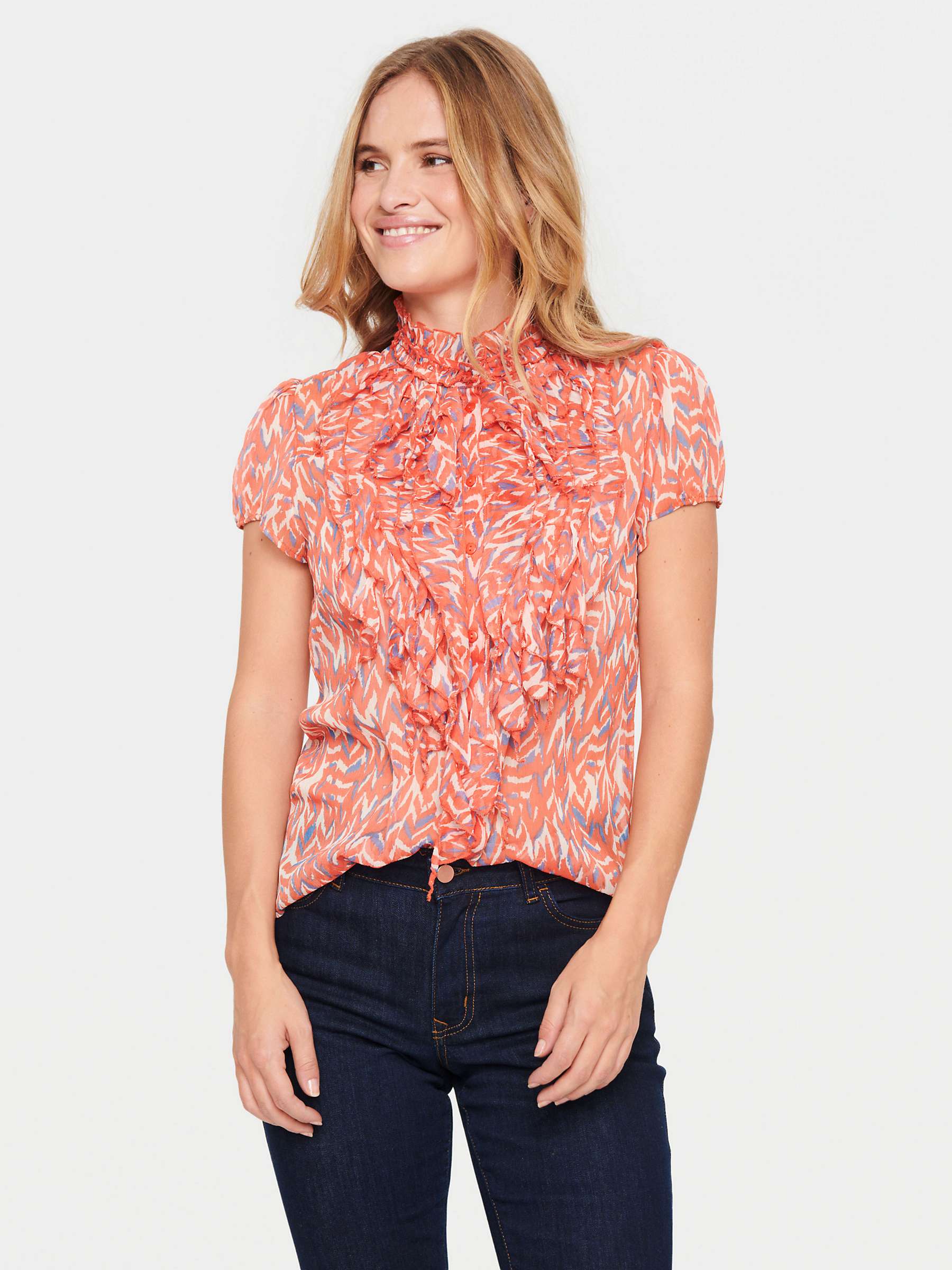 Buy Saint Tropez Lilja Short Sleeve Shirt, Sea Coral Online at johnlewis.com