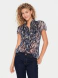 Saint Tropez Lilja Short Sleeve Shirt, Black Zebra Leaves