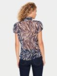 Saint Tropez Lilja Short Sleeve Shirt, Black Zebra Leaves