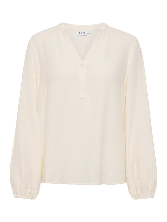 Saint Tropez Campanula Ecovero V-notch Neck Blouse, Ice