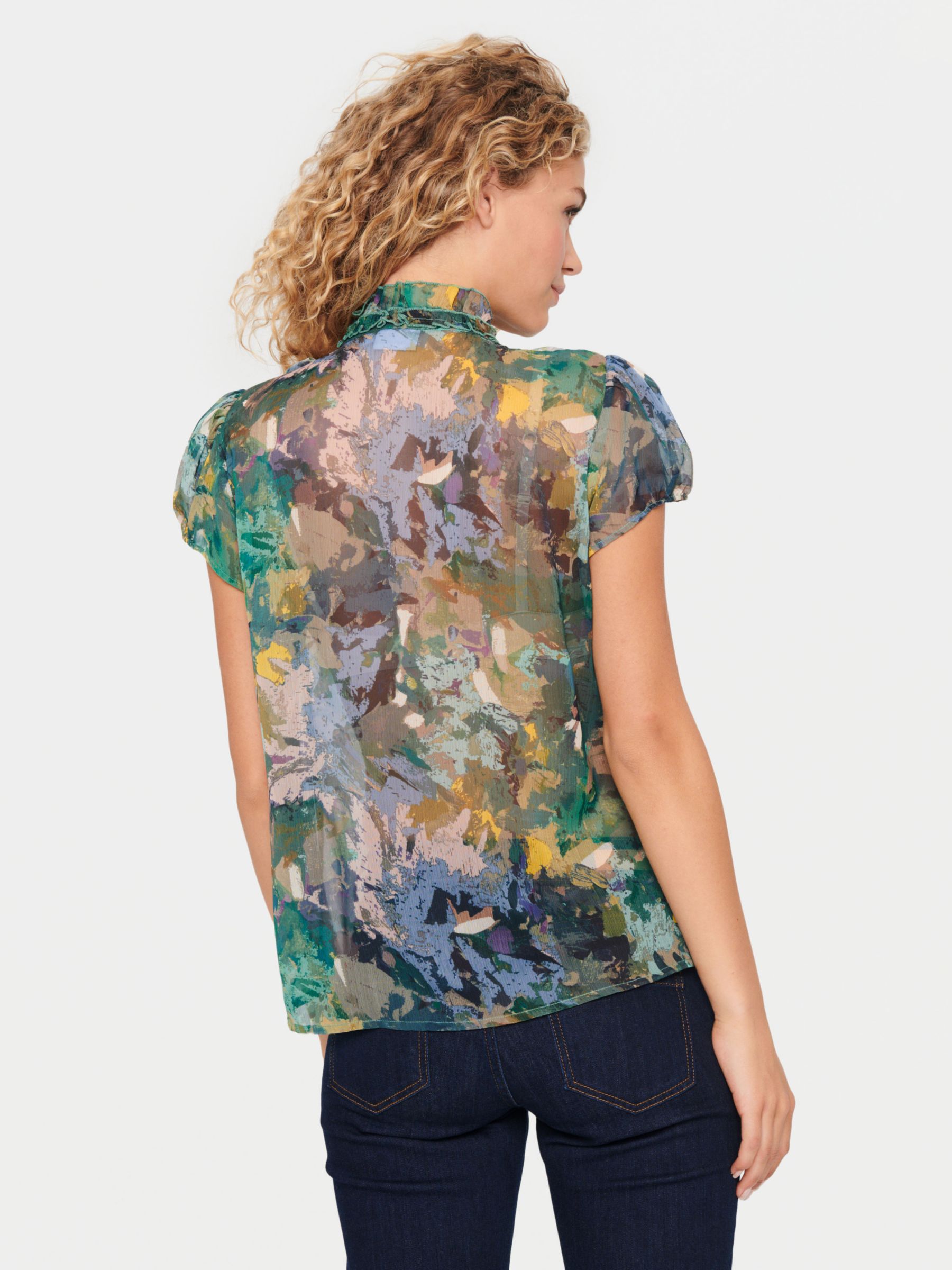 Buy Saint Tropez Lilja Short Sleeve Shirt, Frosty Spruce Strok Online at johnlewis.com