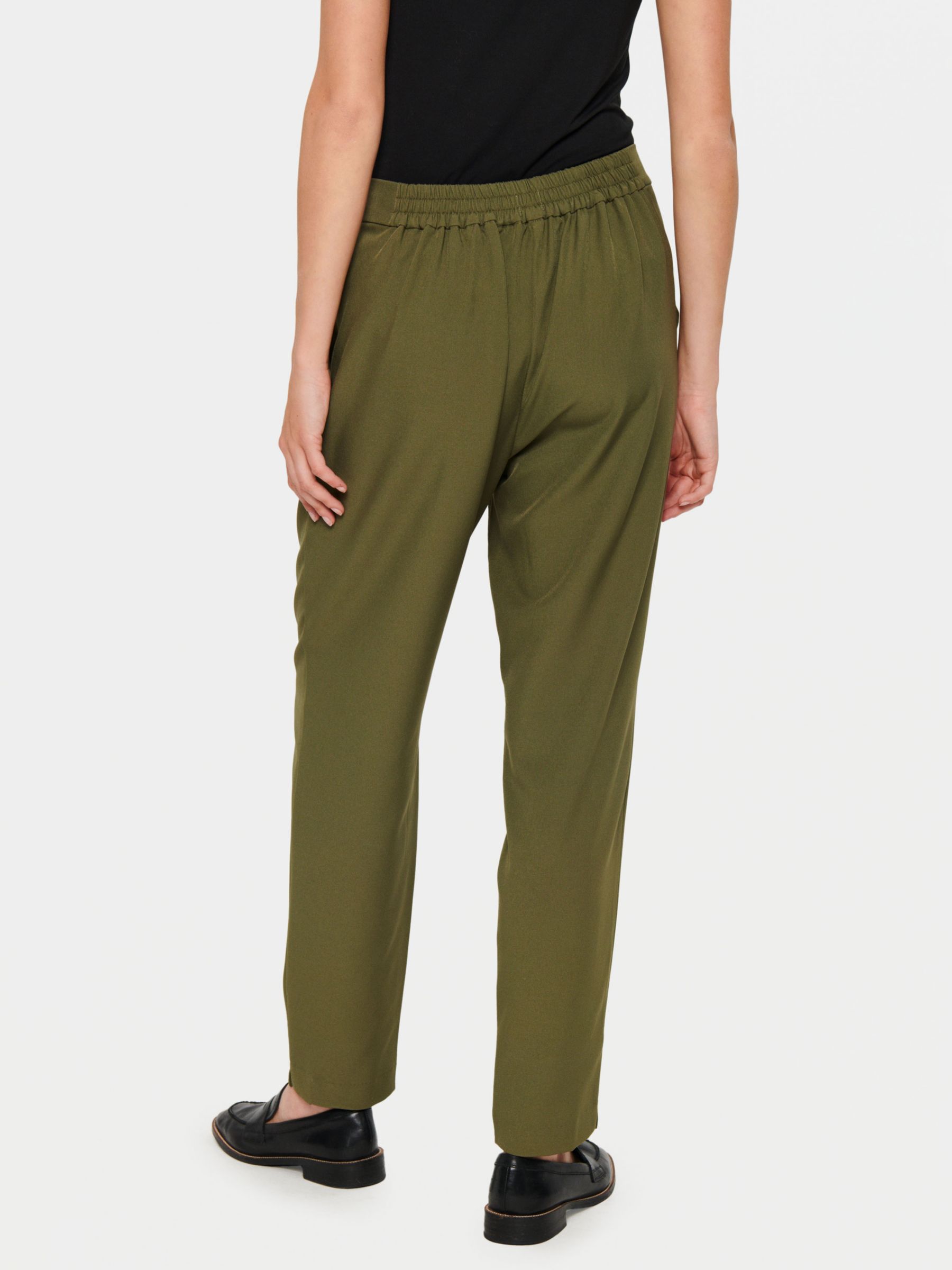 Saint Tropez Celest Straight Leg Trousers, Army Green at John Lewis ...