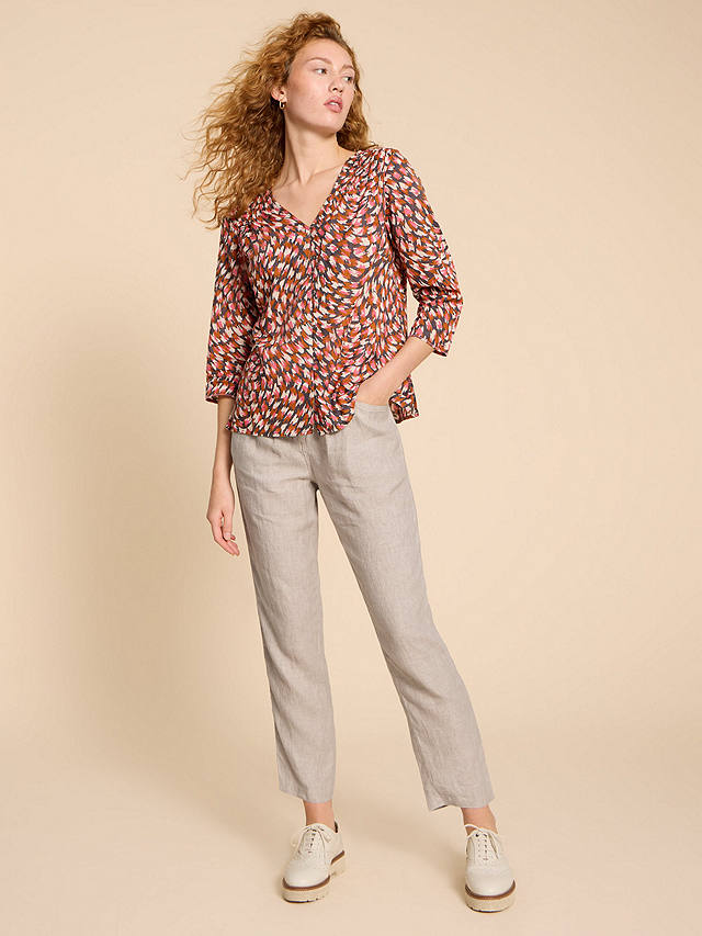 White Stuff Petite Rowena Linen Trousers, Light Natural