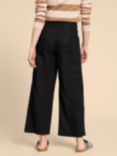 White Stuff Petite Harper Linen Blend Wide Leg Trousers, Pure Black