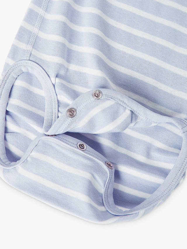 Polarn O. Pyret Baby GOTS Organic Cotton Stripe Bodysuit, Blue