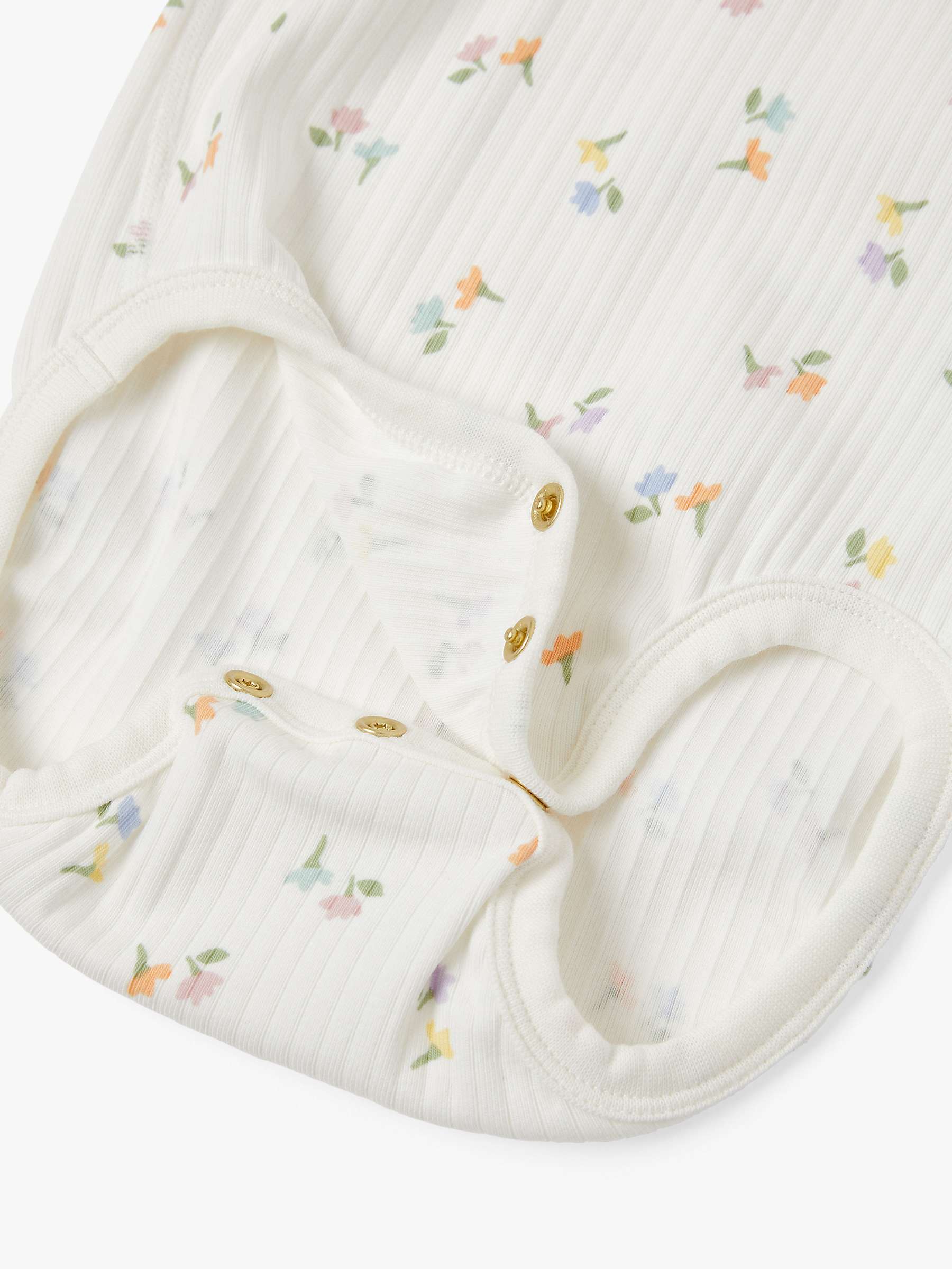 Buy Polarn O. Pyret Baby Organic Cotton Rib Floral Print Ruffle Bodysuit, White Online at johnlewis.com