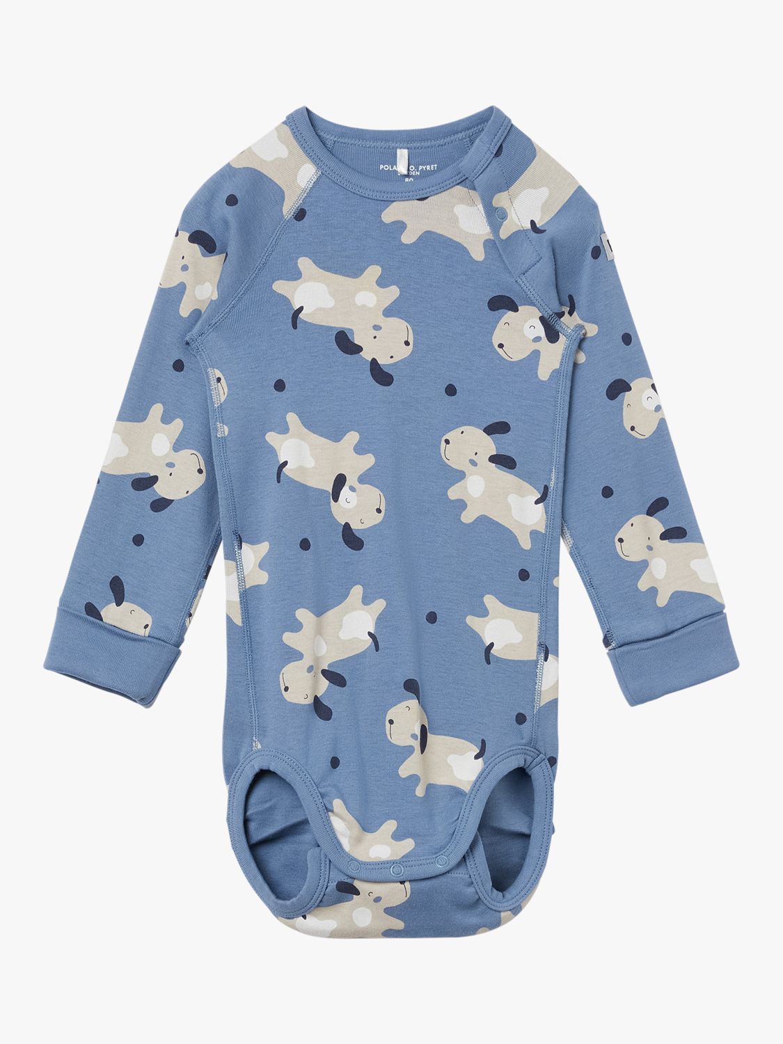 Polarn O. Pyret Baby Organic Cotton Dog Print Long Sleeve Bodysuit, Blue at  John Lewis & Partners