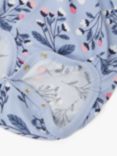 Polarn O. Pyret Baby Organic Cotton Floral Print Ruffle Detail Babygrow, Blue, Blue