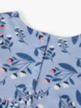 Polarn O. Pyret Kids' Organic Cotton Floral Print Tiered Dress, Blue